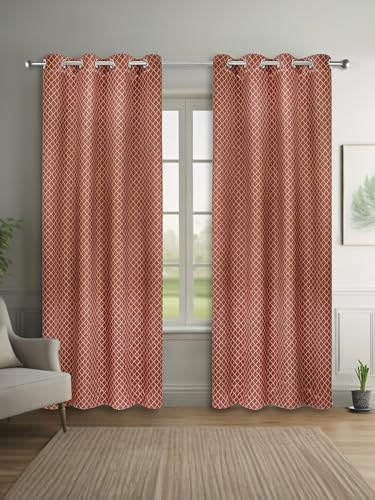 Image of Printed 2 Piece Polyester Eyelets Blackout Opaque Curtains with Tie Back, for Bedroom and Living Room (Window (5 Feet), Hawa Mahal)