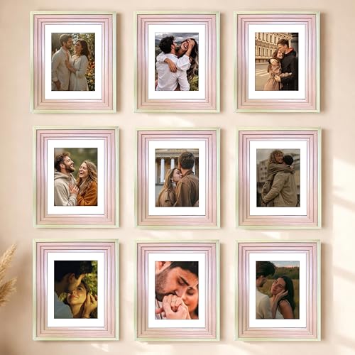 Image of Art Street Luxury Photo Frame for living room, Modern Step Design Photo Frames for Photograph, Art Work, Kids Room Set of 9 (6x8 Inch, Pink)