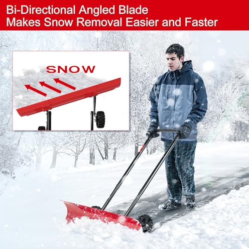 Brewin Tools H955N 38 Inch Snow Shovel For Driveway, Brewin Snowpro Bi-Direction Heavy Duty Snow Pusher With Wheels And Angled Blade thumb #2