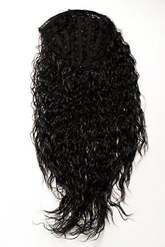 WIG ME UP H9311-2 Hairpiece half wig Clip-In Extension very long stringy crimpy curls curly latin shiny oily wet-look volume medium black 26inch - Image 2