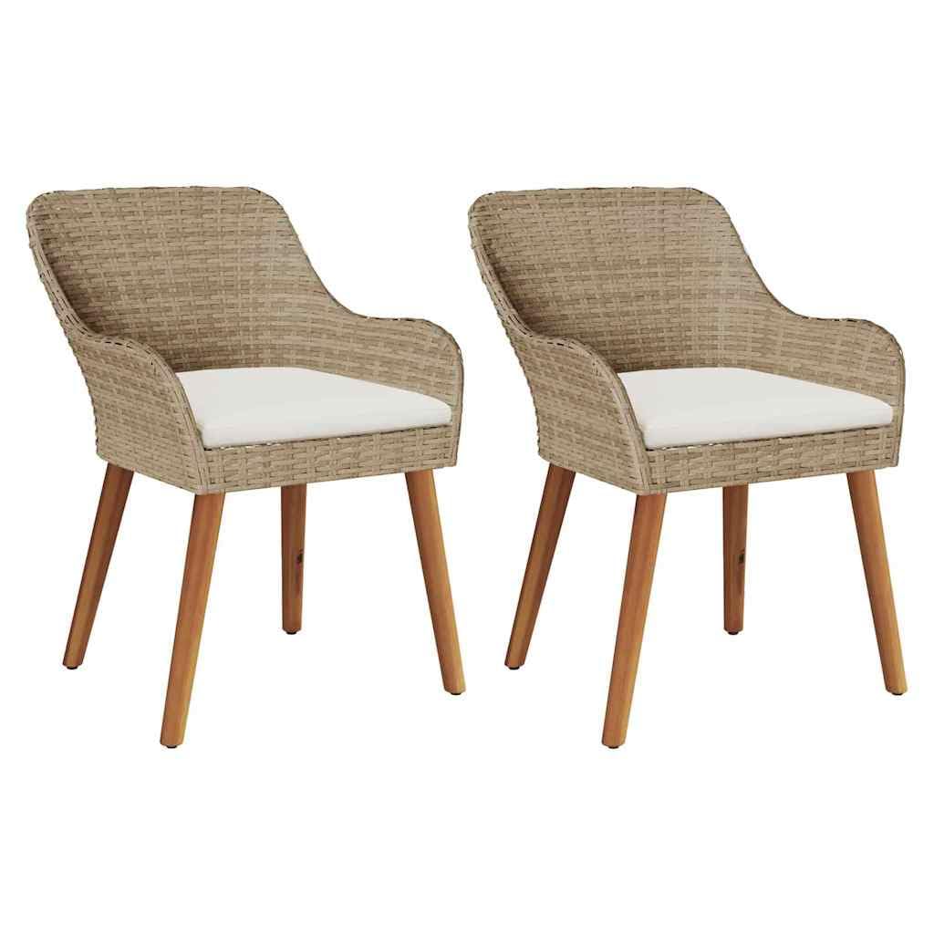 Chaise de jardin en polyrotin beige 62,5x55x82 cm vidaXL (Lot de 2)