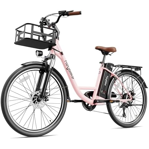 Heybike Cityscape Electric Bike 350W(Peak 500W) Electric City Cruiser Bicycle Up to 40 Miles 23MPH Removable Battery, 7-Speed and Dual Shock Absorber, 26" Electric Commuter Bike for Adults Cover