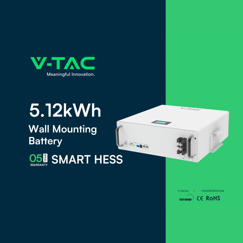 Batteria di Accumulo 5.12kWh al Litio-Ferro-Fosfato LiFePO4 BMS Integrato per Inverter Fotovoltaici CEI 0-21 51.2V 100Ah