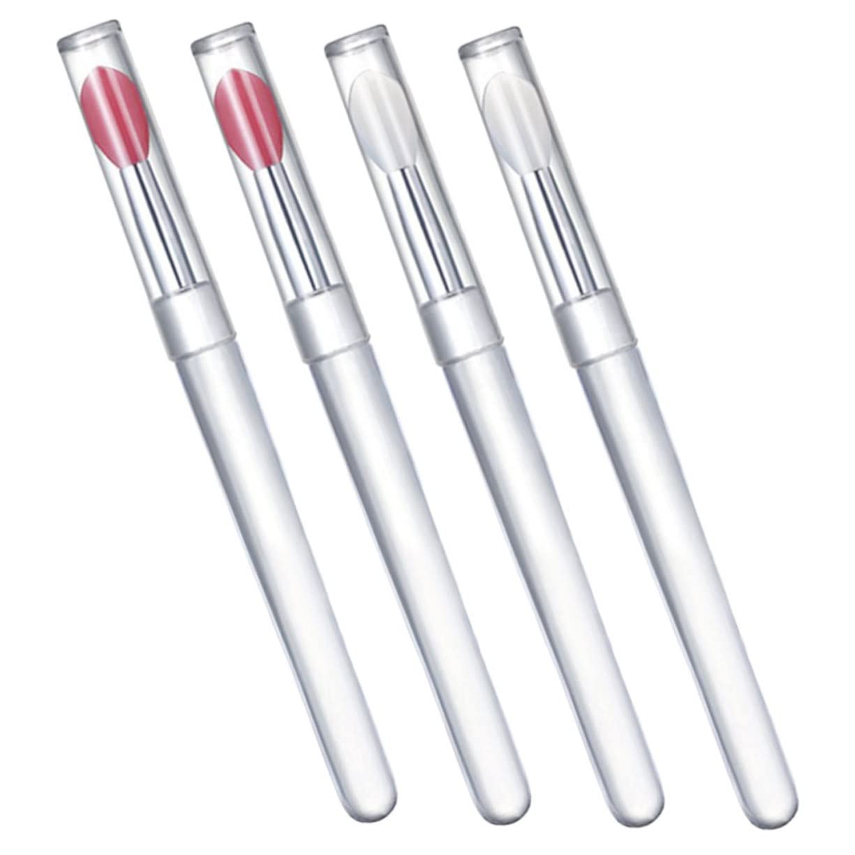 4pcs Silicone Lip Brush with Lid Multi-use Lip Portable Lip Lip Mask Brush Lidded Lip Cosmetic Lipstick Brush Makeup Use Lipstick Brush Makeup Supplies Lip Gloss