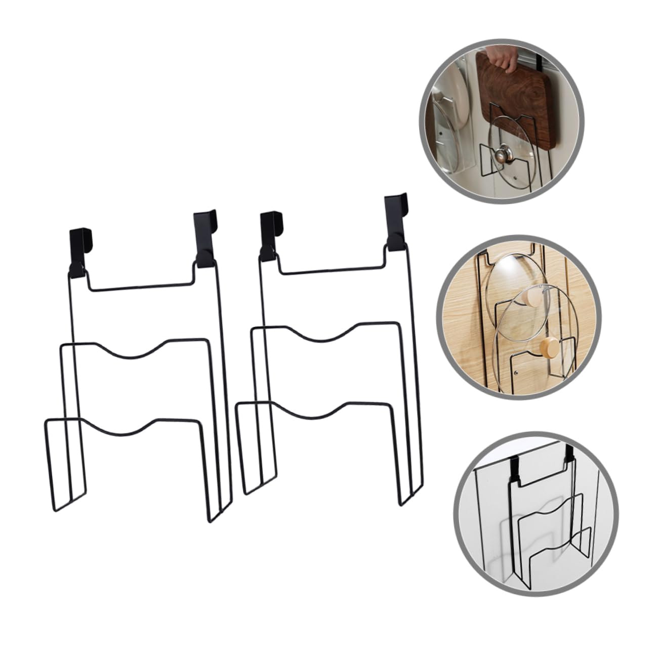 Cabilock Door Saucepan Lid Organizer Pot Lid Rack for Kitchen Space-saving Chopping Board Holder
