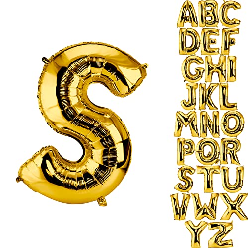 DekoRex Folienballon Gold 40cm Ballon d'anniversaire Mariage Déco (lettre S)