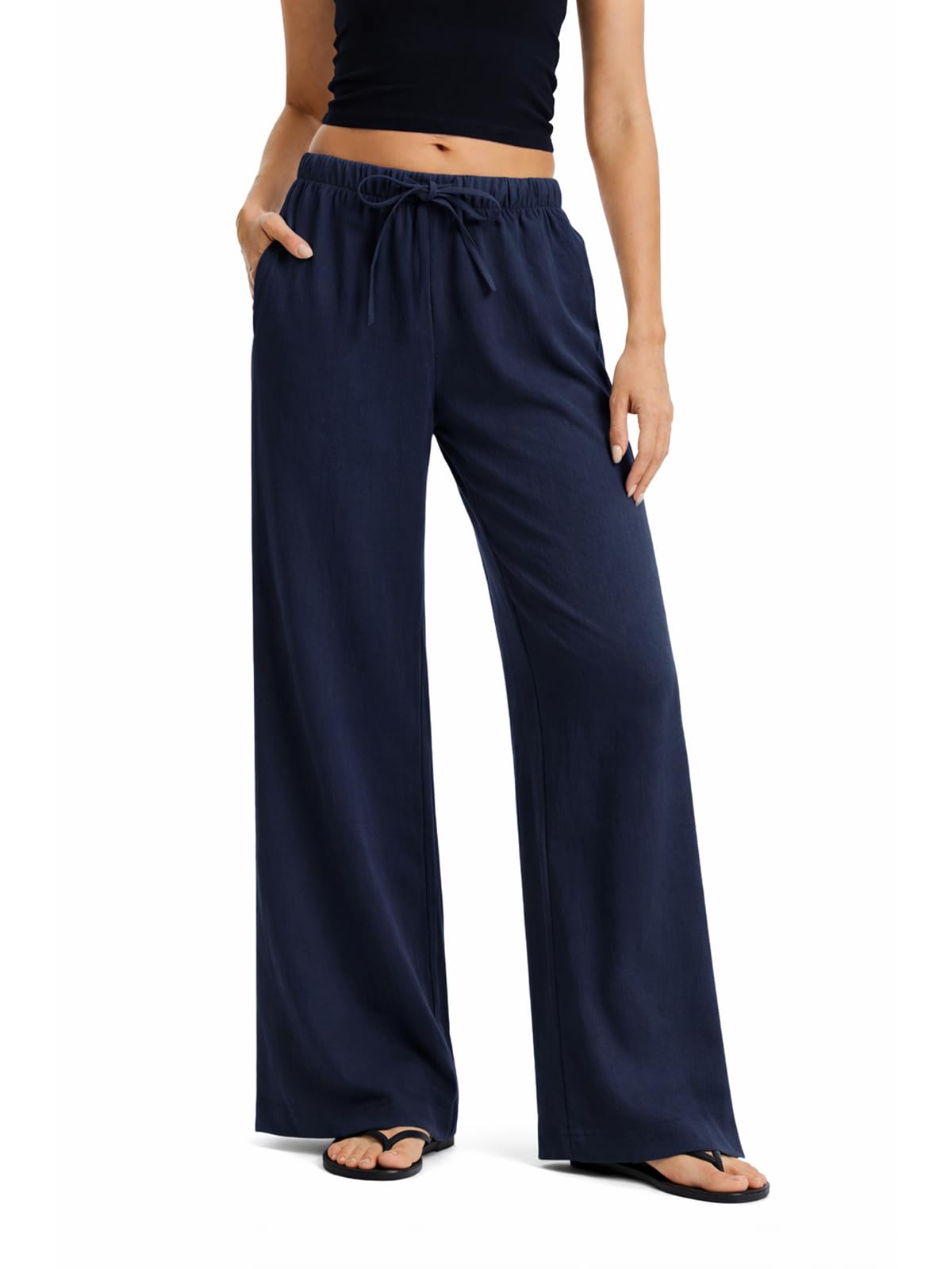 AnotherChill Women's Crepe Wide Leg Pants Casual Wrinkle Resistant Breathable Lightweight Trousers for Spring Summer — view 8