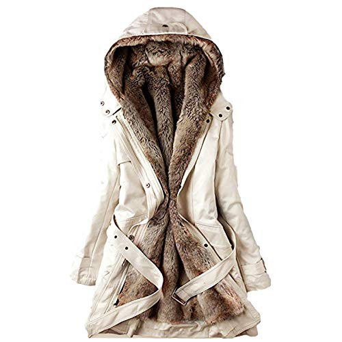 DeaAmyGline Winterjacke Damen Lang Winter Jacke Mantel Parka mit Kapuze Teddy Fleece Gefüttert Verdicken Warme Wintermantel Winterparka Baumwolljacke Fleecejacke Kapuzenjacke Daunenjacke