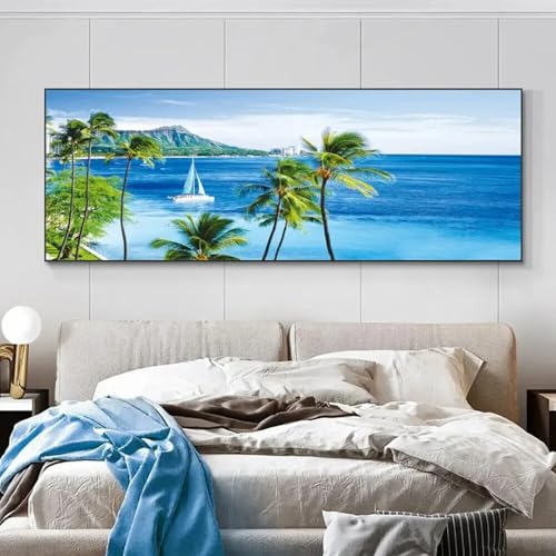 Impressions d'art sur toile mer et plage grand format 55x110cm avec cadre