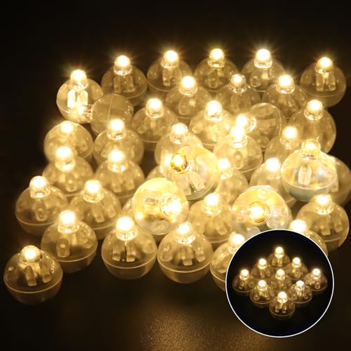 Image of 100 PCS (Warm White) Balloon Lights with Long Standby Time, Mini Ball Lights, Round LED Lamp for Paper Lantern Balloon Party Wedding Birthday Celebration Festival Halloween Christmas Decoration