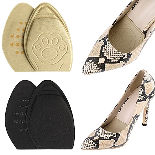 2 Paires Coussinets Plantaire de Soutien de Balle Mousse à Mémoire de Forme à Talons Hauts Coussinet Chaussure Métatarsiens à L'avant Pied pour Demi Semelles Chaussures Semelle Talon des Femmes