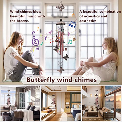Bwinka Butterfly Copper Wind Chimes For Outside Gift With S Hook For Indoor And Outdoor Decorations (Butterfly) #TOP5
