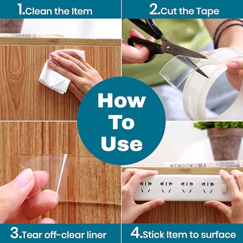 Image of PRIME PICK Double Sided Nano Tape, Transparent, 3m x 30mm, 1mm Thick, Strong Silica Gel, Residue Free, for Wall Mounting, Home, Office & DIY Use (3Mx2MM Transparent)
