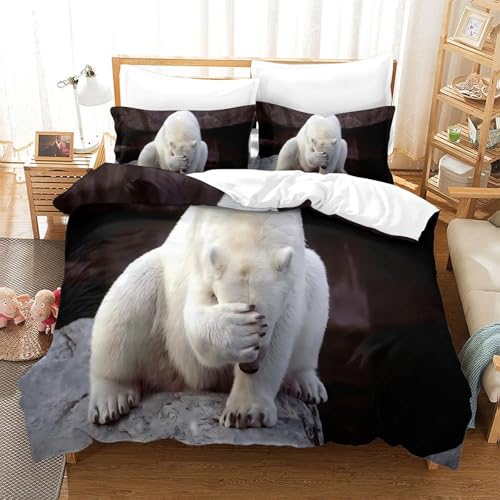 Parure de lit ours polaire microfibre thermique fini éclair douce sans repassage 200x200cm - 3