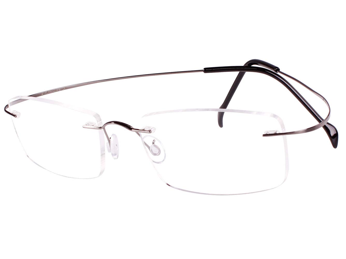 Agstum Pure Titanium Rimless Frame Optical Hingeless Eyeglasses for Men and Women (Grey, 55)