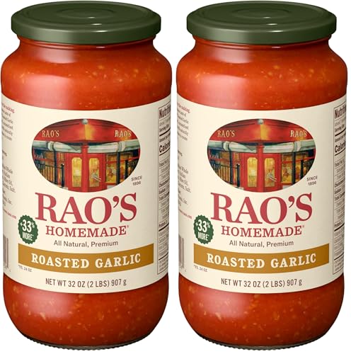 Rao's Homemade Roasted Garlic Sauce Made with Italian Tomatoes, 32 oz (Pack of 2)