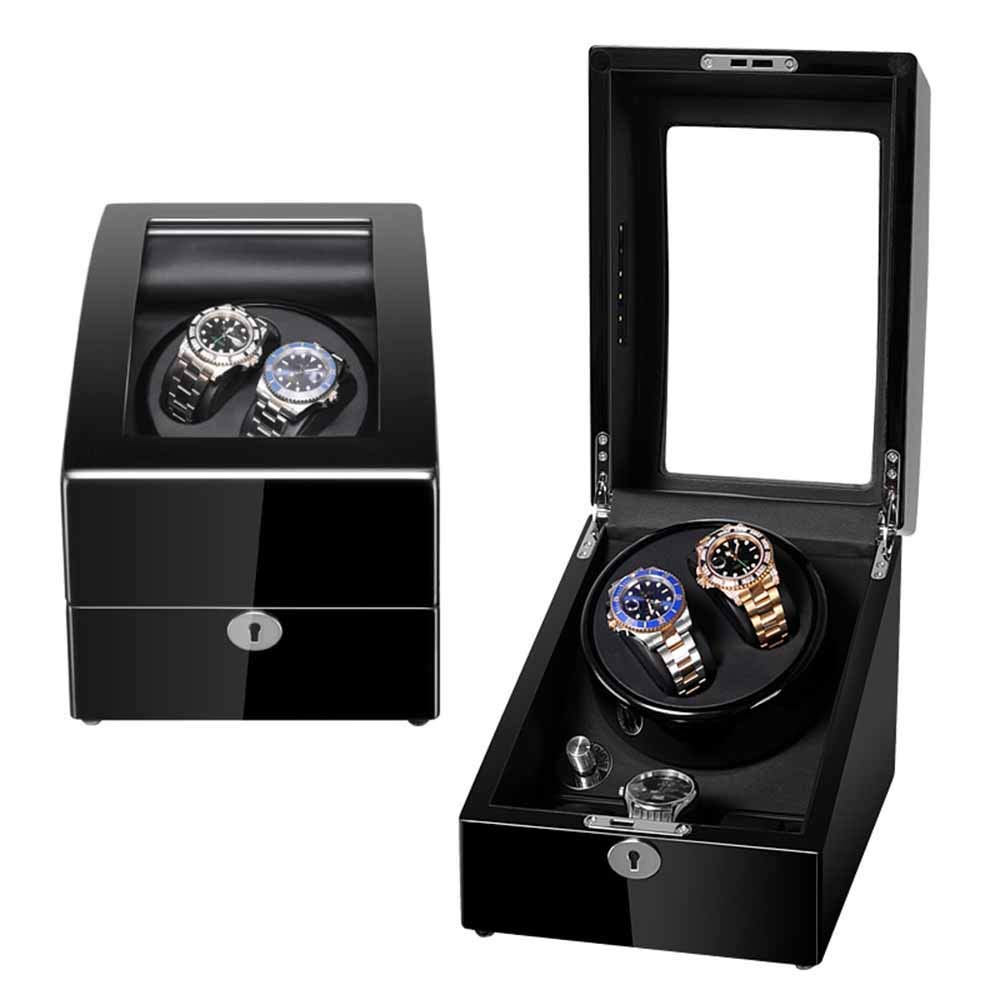 YNIYUJKL Watch Winders Automatic Watch Winders Box With Leather Pillows Quiet Motor 5 Rotation Modes Wooden Automatic Winding Electric Motor Watch Winder Storage Display,A-A