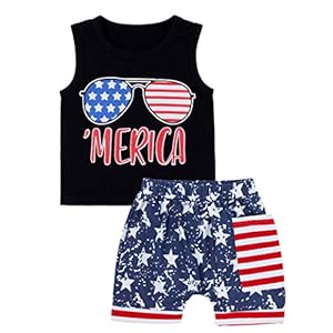 Von kilizo 4th Of July Toddler Boy Outfit Toddler Boy 4th Of July Outfit Tank Top Flag Shorts Sets Toddler 4th Of July Outfit