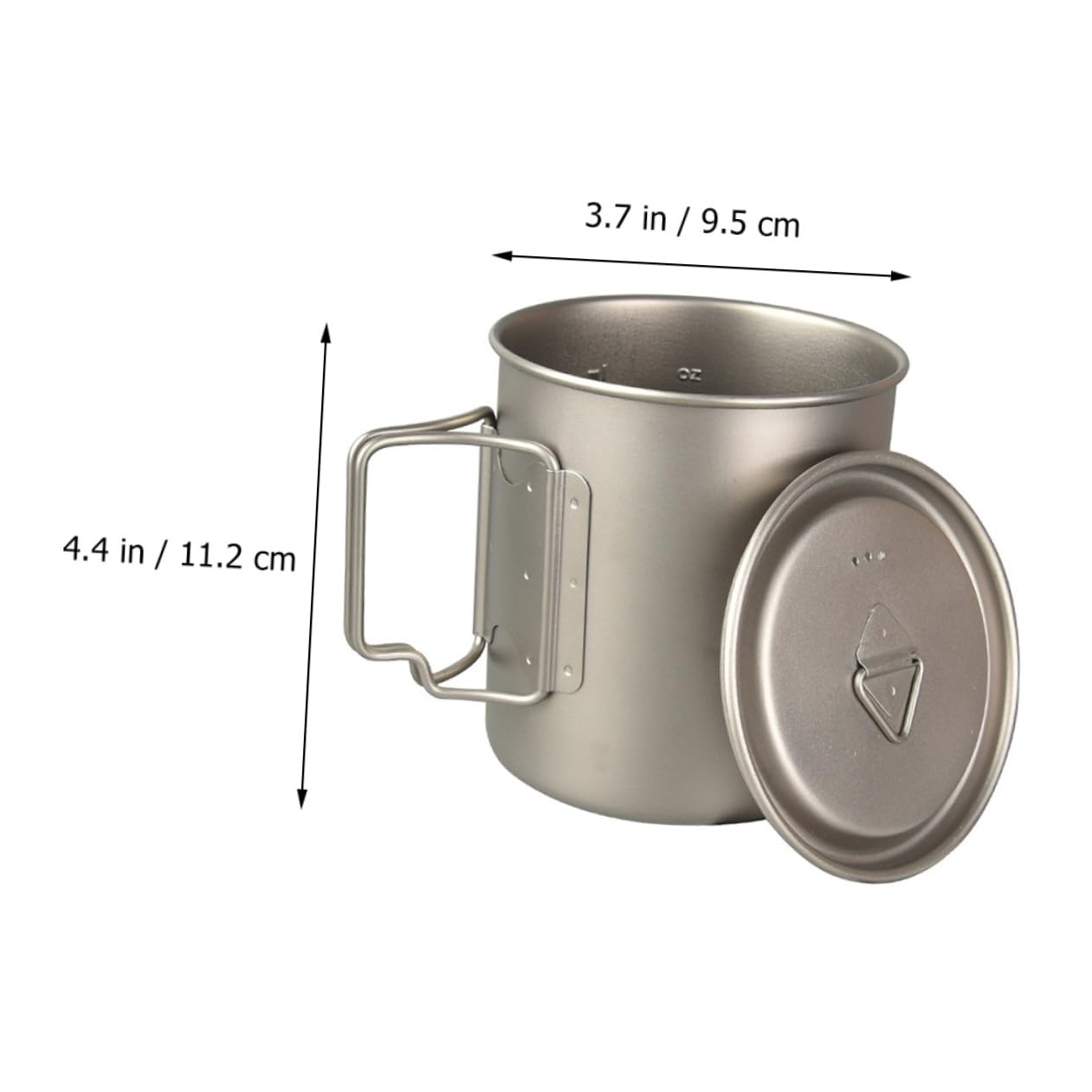 YARNOW Bicchiere Pieghevole in Titanio 750ml con Manico, Argento | Coperchio Incluso, per Escursioni e Viaggio, 750ml, Uso come Tazza per Caffè e Pentolino