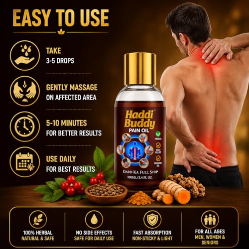 Image of Pain Oil 100ml | Herbal Fast Relief Oil for Body Pain, Joint Pain, Muscle Pain | Organic Ayurvedic Pain Relief Massage Oil (Pack of 1)