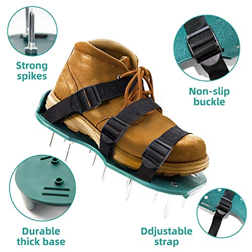 LASTOOLS Lawn Aerator Shoes Spiked Aerating Sandals Heavy Duty One-Size-Fits-All & Easy to Use Single Strap Design & Nonslip Gardening Shoes