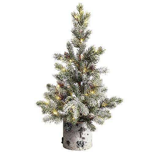 Nearlynatural24inflockedchristmasartificialtreeindecorativebirchbarkplanterwith30ledlights  Urban Country Home Decor Nearly natural 24in flocked christmas artificial tree in decorative birch bark planter with 30 led lights  urban country home decor