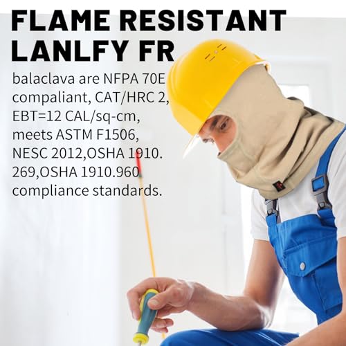 Image of FR Face Mask for Men - Fire Resistant Balaclava Welding Head Cover, 100% Cotton Full Face Hood & Neck Protector