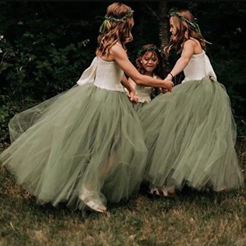 Straps Sage Green Flower Girl Dresses for Wedding Party3