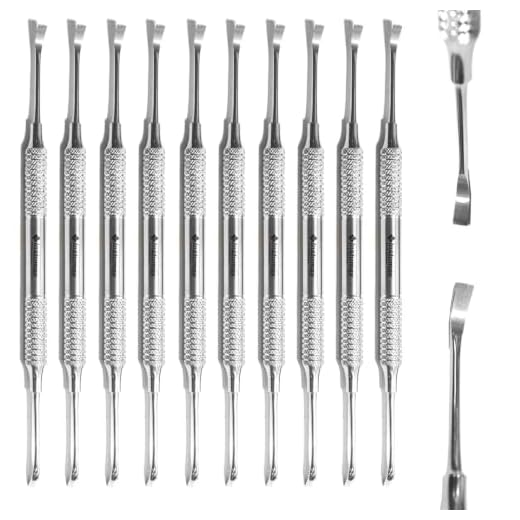 INSTUMAX Dental Crown Remover Scalers Set of 10 Double Ended Stainless Steel Crown Cement Cleanup Instruments Restorative Dental Hand Tools Reusable Ergonomic Grip for Professional