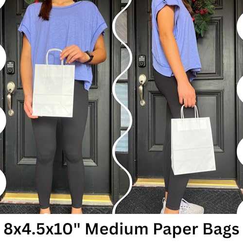 Qutuus 25 pcs Medium White Paper Bags