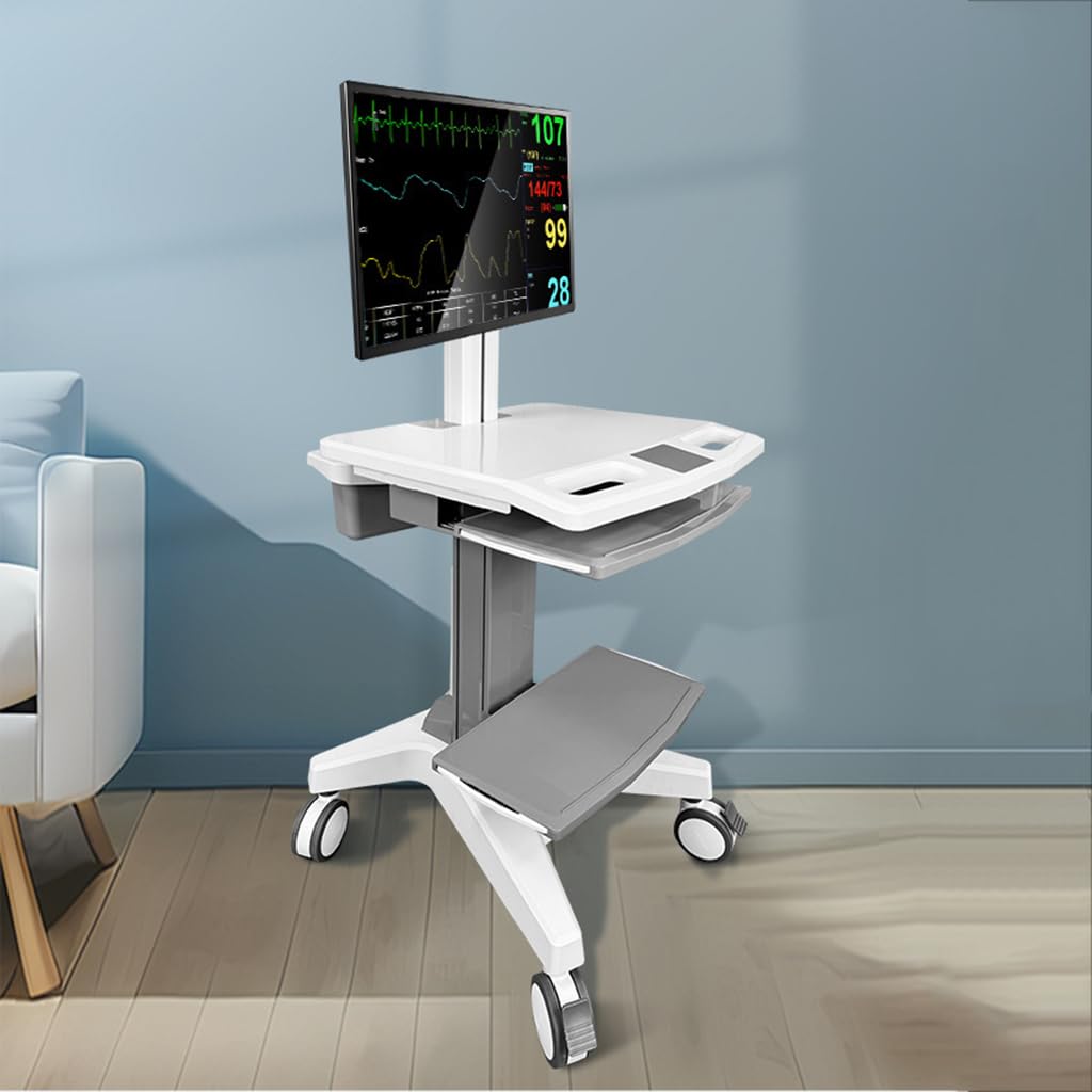 Carrello Mobile, Altezza Regolabile 80-102 Cm, Carrello da Laboratorio con Ruote, Dotato di Quattro Ruote Piroettanti Silenziose, Adatto per Laboratori, Stoccag