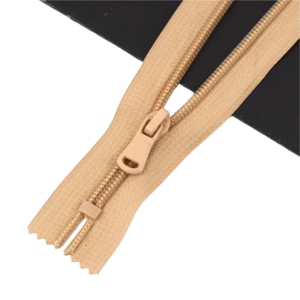 Zip Fastener 10Pcs 5# Nylon Zippers, Silence Close-end for Jacket(Khaki,15cm)