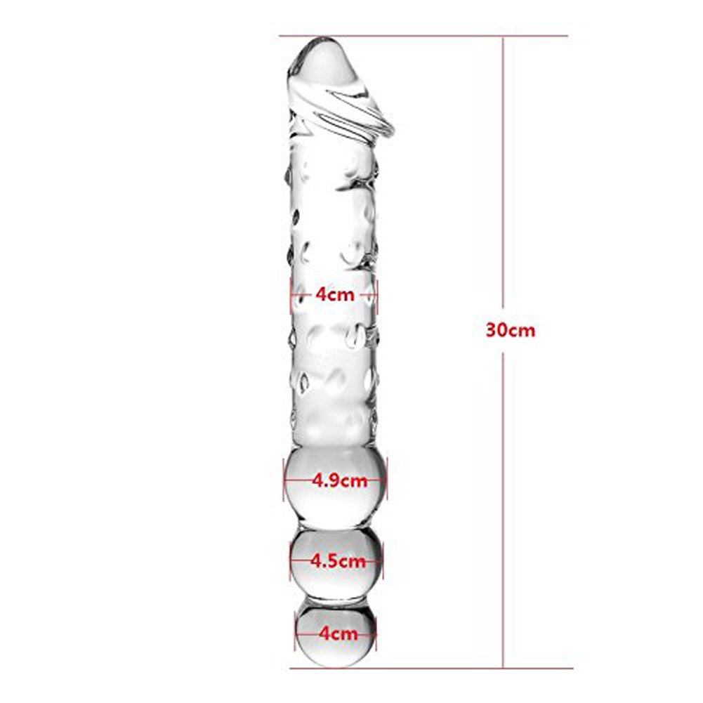 SXOVO Big Glass Dildo Penis Double Headed 30cm G Spot Stimulator Adult Beaded Butt Plug Pene Masturbación Juguetes sexuales Mujeres Hombres Pareja