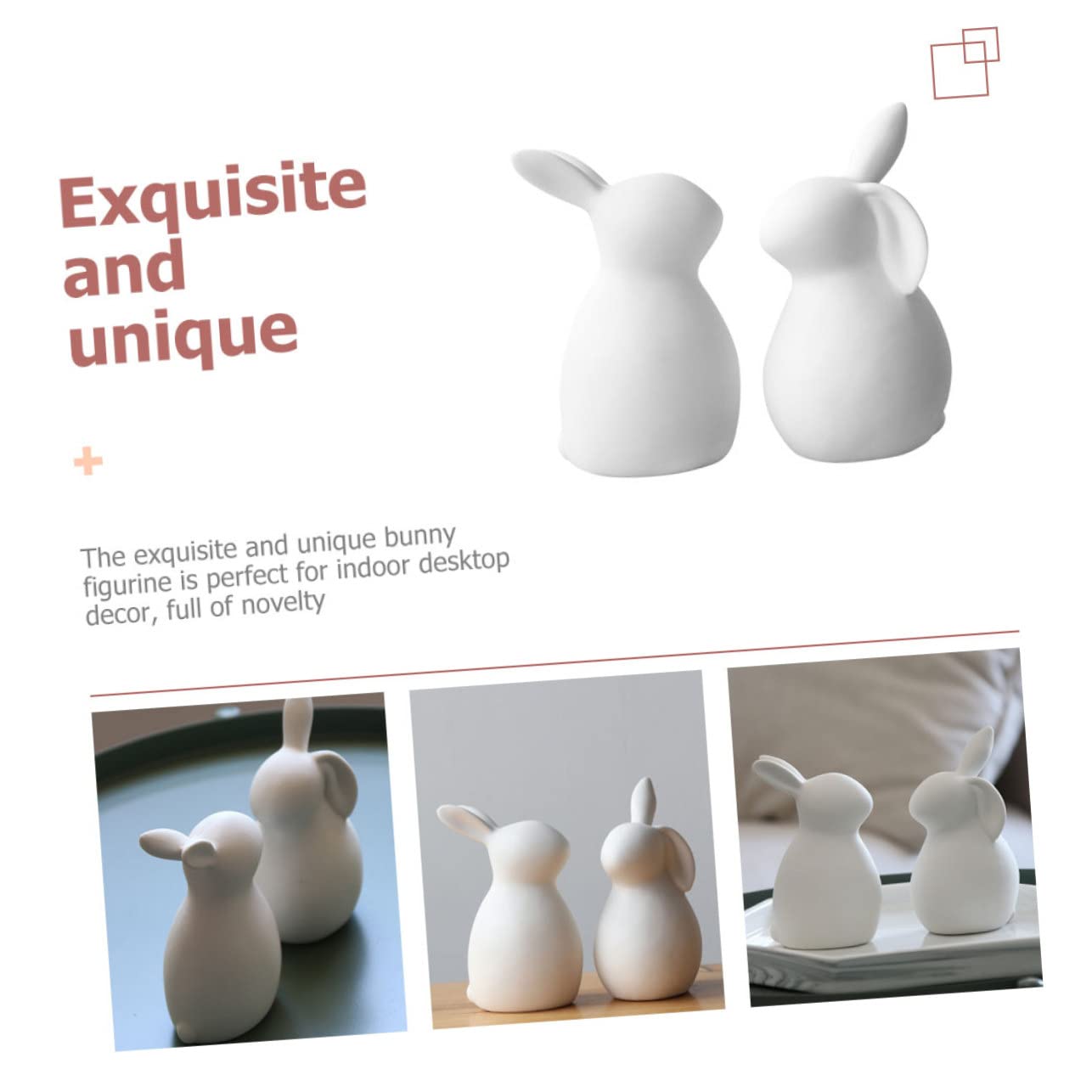 Cabilock Set Di Statuette Di Coniglietti Statuette in Ceramica Ornamenti in Miniatura Di Conigli Decorazioni Per La Casa Da Tavolo