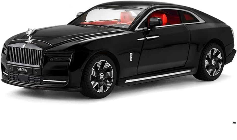 Image of 1:24 Rolls-Royce Spectre Diecast Metal Pull Back Car with 6 Openable Doors with Sound and Light Toy Decoration car Best Gift Toys for Kids (1.24 Rolls Royce Spectre - Black)
