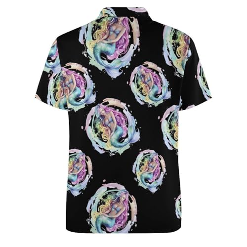 Camiseta polo de manga corta para mujer diseño de sirena colorida transpirable ocio 6