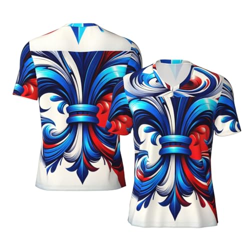 Stylish Athletic Sports Jersey French-Fleur-De-Lis Men's Rugby Jersey Large Black