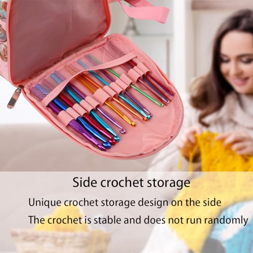 Image of Perspectivable Crochet Bag Organizer,Portable Knitting Bag,Yarn Storage Organizer for Crochet Hooks,Yarn Bag for Crocheting,Knitting Needles and Other Accessories, Gift for Mom Women(Black)