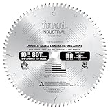 Freud 10' Double Sided Laminate/Melamine Blade with Tico Hi-Density Carbide for Excellent Finish - 80 Teeth, Laser-Cut Anti-Vibration, Silver Ice Coating - 5/8' Arbor, .126' Kerf - LU97M010