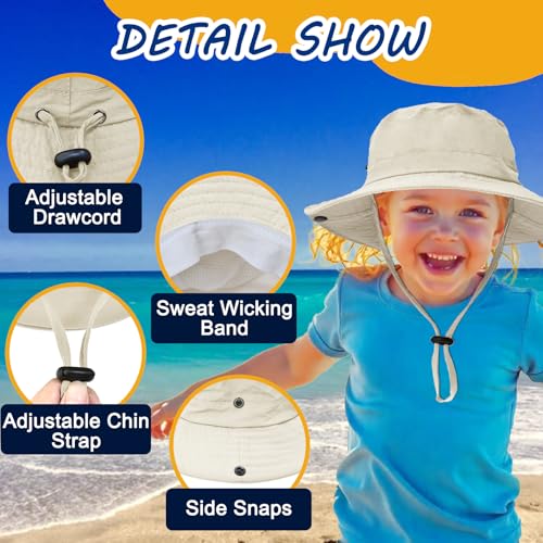 Image of Outdoor Kids Sun Hat UPF 50+ Quick Dry Foldable Bucket Hat Lightweight Adjustable Fishing Safari Hat for Girls and Boys