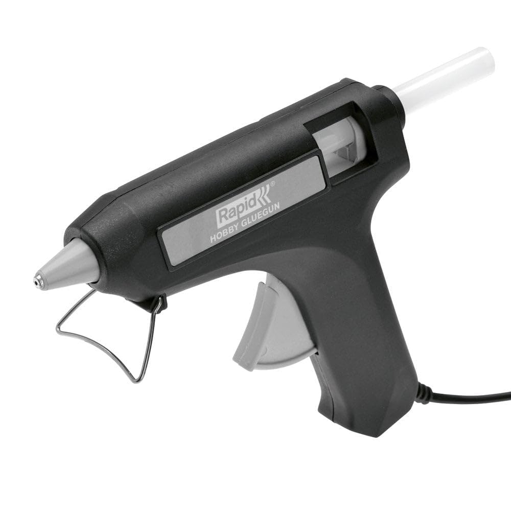 RAPID – Pistolet à colle Hobby – Livré avec 6 bâtons de colle transparente – Temps de chauffe : 15 min – Débit : 150 g/​h – 12 W/​220-​240 V – 220 x 62 x 270 mm – 360 g