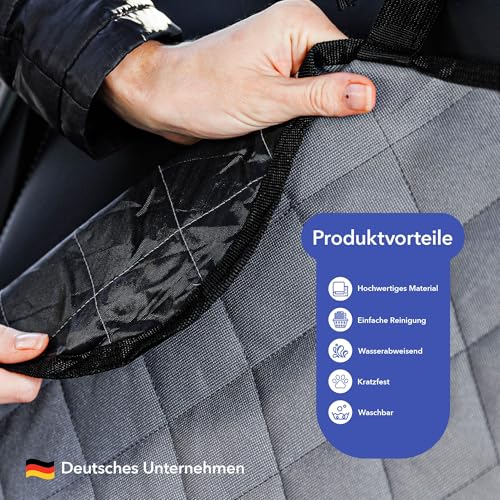 MAMUTYA Hochwertige Hundedecke Auto Rückbank | Rutsch-& Wasserfeste Autoschutzdecke Hund Rücksitz | Kratzfeste & Waschbare Auto Hundedecke Rücksitz | Atmungsaktiver Rückbank Schutz Hund | 130x90cm
