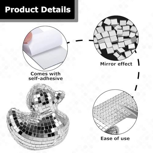 3200 Stück Selbstklebende Mosaikfliesen Quadratische Glasspiegel,Spiegel Mosaik Selbstklebend,5 x 5 mm Glas Spiegelmosaik für DIY Handwerk Dekoration,Silber