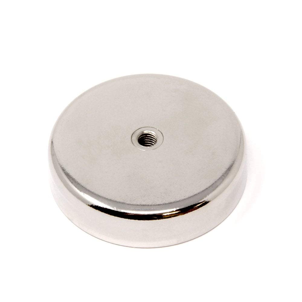 N42 Neodymium Pot Magnet with M10 Internal Thread for Holding, Hanging and Displaying Items - 75mm dia - 200kg Pull - Pack of 1