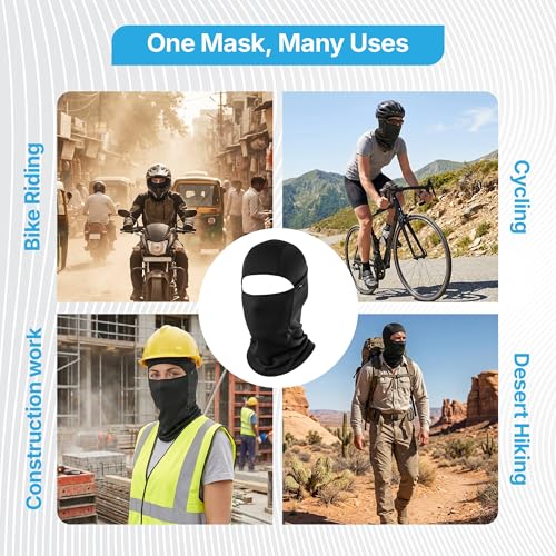 Image of Kingsway Balaclava Face Mask for Bikers - UPF 50+ UV & Dust Protection | Full Face Mask for Men & Women | Premium Riceknit Helmet Liner