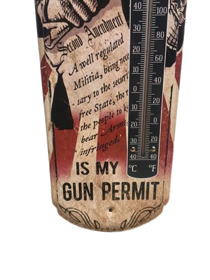 Miniatura 4 de Termómetro de pared de metal calibre 22, litografía de metal, mide 5 x 17 pulgadas, para interiores o exteriores, elige estilo (no me pises)