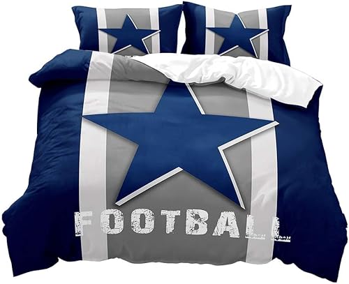 Miniatura 2 de LUVIVIHOME Funda de edredón de fútbol de 3 piezas, tamaño Queen, ropa de cama deportiva, ropa de cama para niños, adolescentes, ropa de cama para
