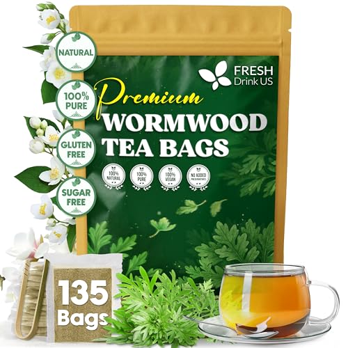 Image of FreshDrinkUS, Premium Wormwood Tea - 135 Tea Bags - Handcrafted Herbal Blend, Caffeine-Free - Smooth Taste & Naturally Refreshing.
