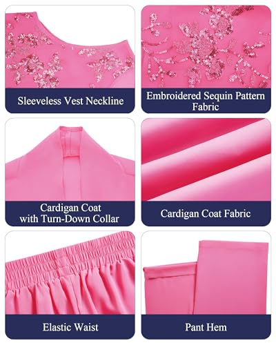 Womens 3 Pieces Lace Pants Suits Elegant Mother of Bride Sequin Tank Top Dressy Suit Sets for Wedding Formal Outfit3