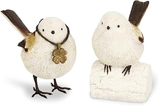 シマエナガ 鳥 ガーデンオーナメント オブジェ 置物 インテリア 2羽セット